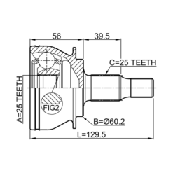 Alternative view of OUTER CV JOINT 25X60.2X25