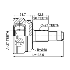 Alternative view of OUTER CV JOINT REAR 27X68X27