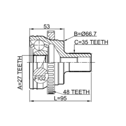Alternative view of OUTER CV JOINT 27X67X35