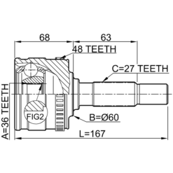 Alternative view of OUTER CV JOINT 36X71.8X27