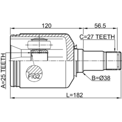 Alternative view of INNER CV JOINT LEFT 25X37.9X27