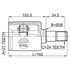 Alternative view of INNER CV JOINT RIGHT 27X38X24