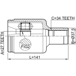 Alternative view of INNER CV JOINT LEFT 27X37.5X34