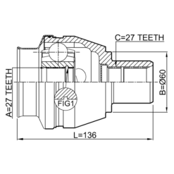 Alternative view of INNER CV JOINT RIGHT 27X60X27