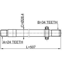 Alternative view of AXLE HALF SHAFT LEFT 24X507X34