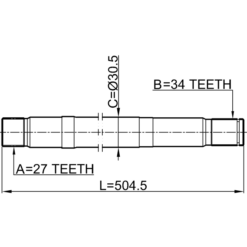 Alternative view of AXLE HALF SHAFT LEFT 27X505X34