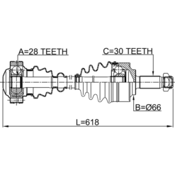 Alternative view of FRONT CV AXLE SHAFT LEFT/RIGHT 618X30