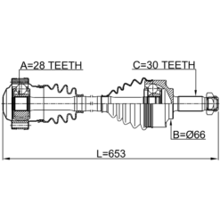 Alternative view of FRONT CV AXLE SHAFT LEFT/RIGHT 653X30