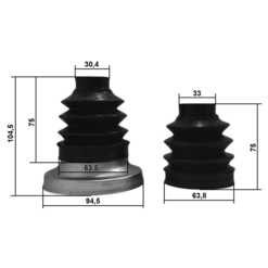 Alternative view of BOOT OUTER CV JOINT KIT PVC 63.8X75X33