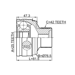 Alternative view of OUTER CV JOINT 25X76.5X42