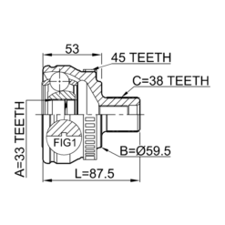 Alternative view of OUTER CV JOINT 33X59.5X38