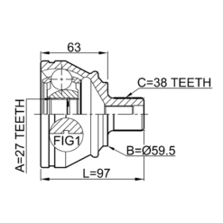 Alternative view of OUTER CV JOINT 27X59.5X38