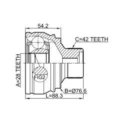 Alternative view of OUTER CV JOINT 28X76.5X42
