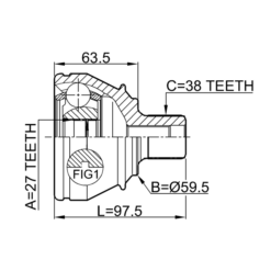 Alternative view of OUTER CV JOINT 27X59.5X38