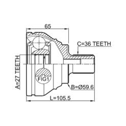 Alternative view of OUTER CV JOINT 27X59.6X36