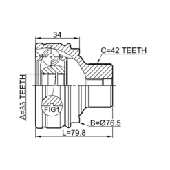 Alternative view of OUTER CV JOINT 33X76.5X42