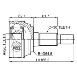 Alternative view of OUTER CV JOINT 28X64.5X30
