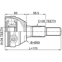 Alternative view of OUTER CV JOINT 34X55X30
