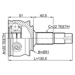 Alternative view of OUTER CV JOINT 20X51X22