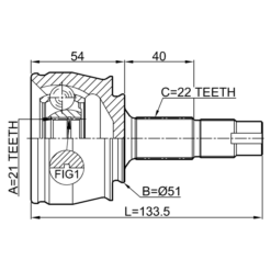 Alternative view of OUTER CV JOINT 21X51X22