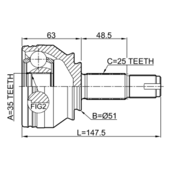Alternative view of OUTER CV JOINT 35X51X25