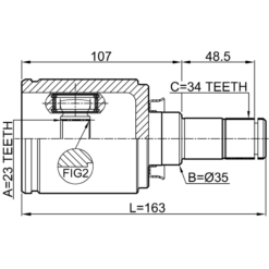 Alternative view of INNER CV JOINT RIGHT 23X35X34
