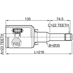 Alternative view of INNER CV JOINT LEFT 23X35X22