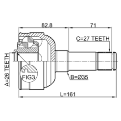 Alternative view of FRONT INNER CV JOINT RIGHT 26X35X27