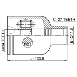 Alternative view of INNER CV JOINT RIGHT 34X41.8X27