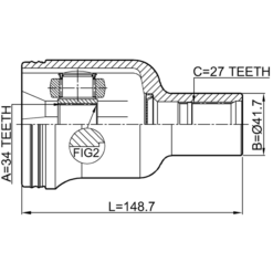 Alternative view of INNER CV JOINT RIGHT 34X41.7X27