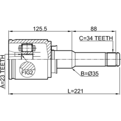 Alternative view of INNER CV JOINT LEFT 23X35X34