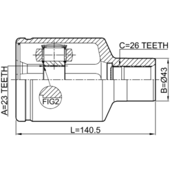 Alternative view of INNER CV JOINT 23X43X26