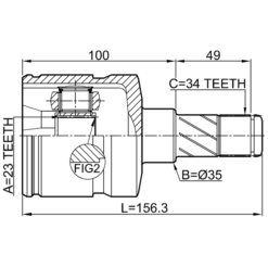 Alternative view of INNER CV JOINT LEFT 23X35X34