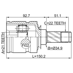 Alternative view of INNER CV JOINT 21X34.9X22