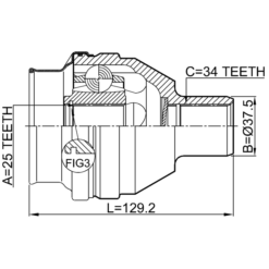 Alternative view of INNER CV JOINT 25X37.6X34