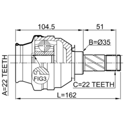 Alternative view of INNER CV JOINT 22X35X22