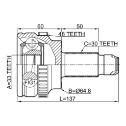 Alternative view of OUTER CV JOINT 33X64.8X30