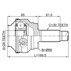 Alternative view of OUTER CV JOINT REAR 28X69X30
