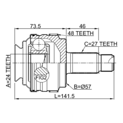 Alternative view of OUTER CV JOINT REAR 24X57X27