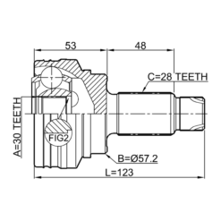 Alternative view of OUTER CV JOINT REAR 30X57.2X28
