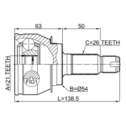 Alternative view of OUTER CV JOINT 21X54X26
