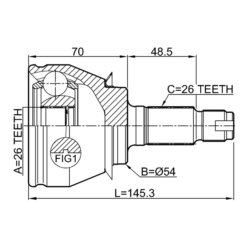 Alternative view of OUTER CV JOINT 26X54X26
