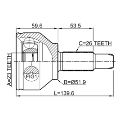 Alternative view of OUTER CV JOINT 23X51.9X26