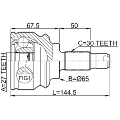 Alternative view of OUTER CV JOINT 27X65X30
