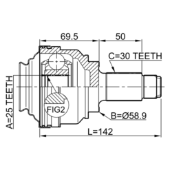 Alternative view of OUTER CV JOINT REAR 25X60X30