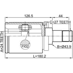 Alternative view of INNER CV JOINT LEFT 24X43.9X27