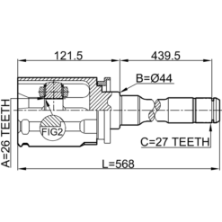 Alternative view of FRONT INNER CV JOINT RIGHT 26X44X27
