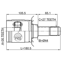 Alternative view of REAR INNER CV JOINT 30X44X27