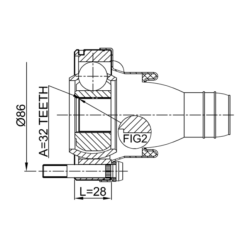 Alternative view of PROPSHAFT CV JOINT 32X100
