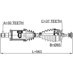Alternative view of FRONT CV AXLE SHAFT LEFT 27X564X37